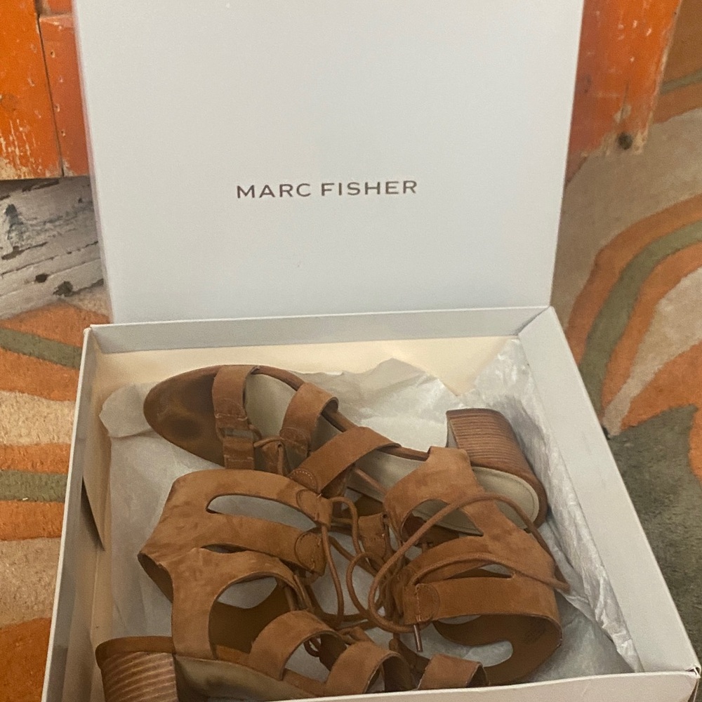 Marc Fisher Tan Strappy Heels
